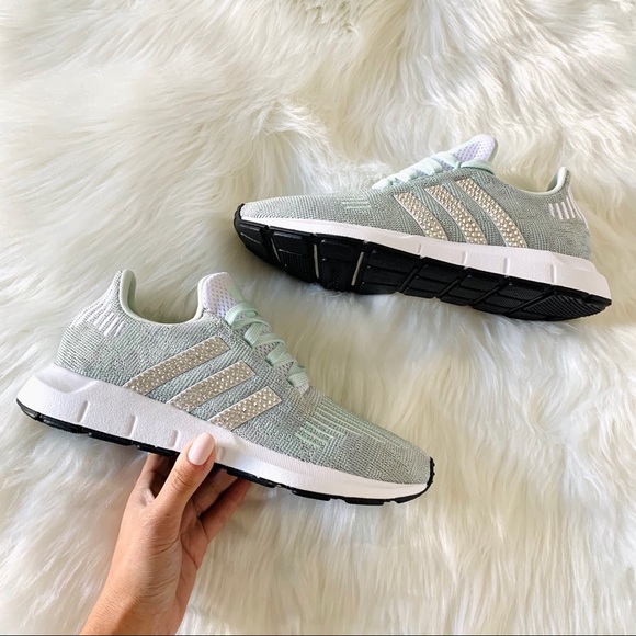 Swarovski Adidas Swift Run Mint Teal Custom Shoes - Picture 3 of 9